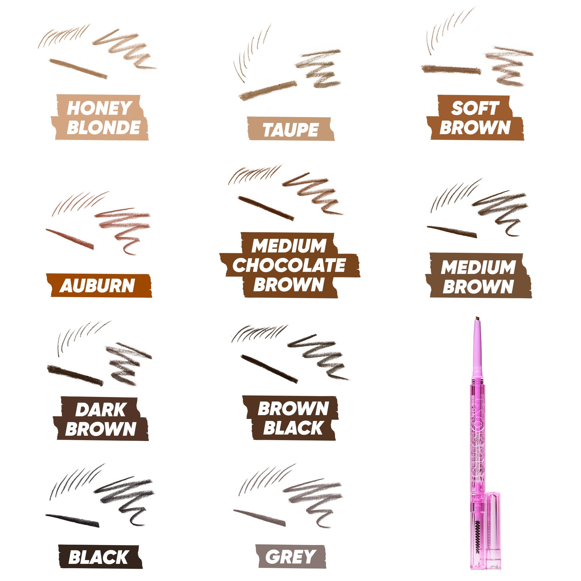 Kleuren van Kosas Brow Pop Dual-Action Defining Pencil