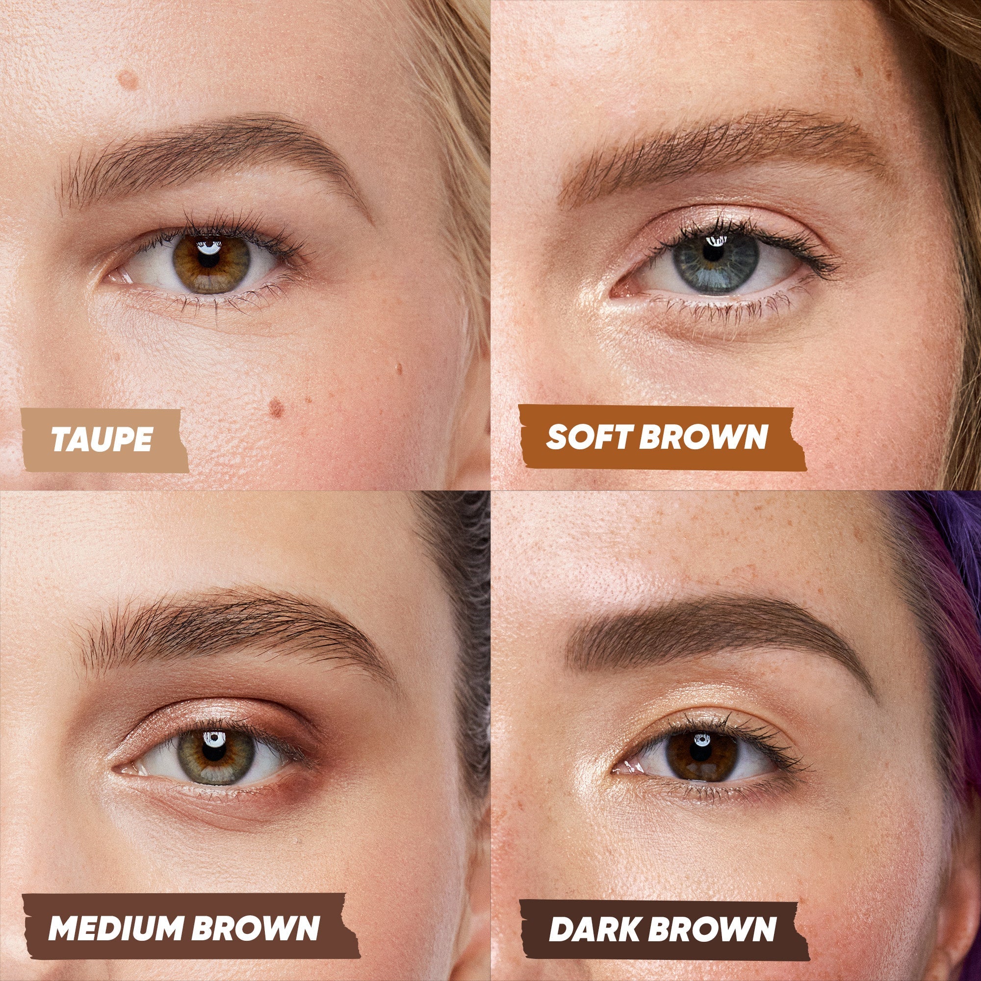 Kleurenkaart van Kosas Brow Pop Nano Ultra-Fine Brow Pencil (Taupe en Soft Brown)