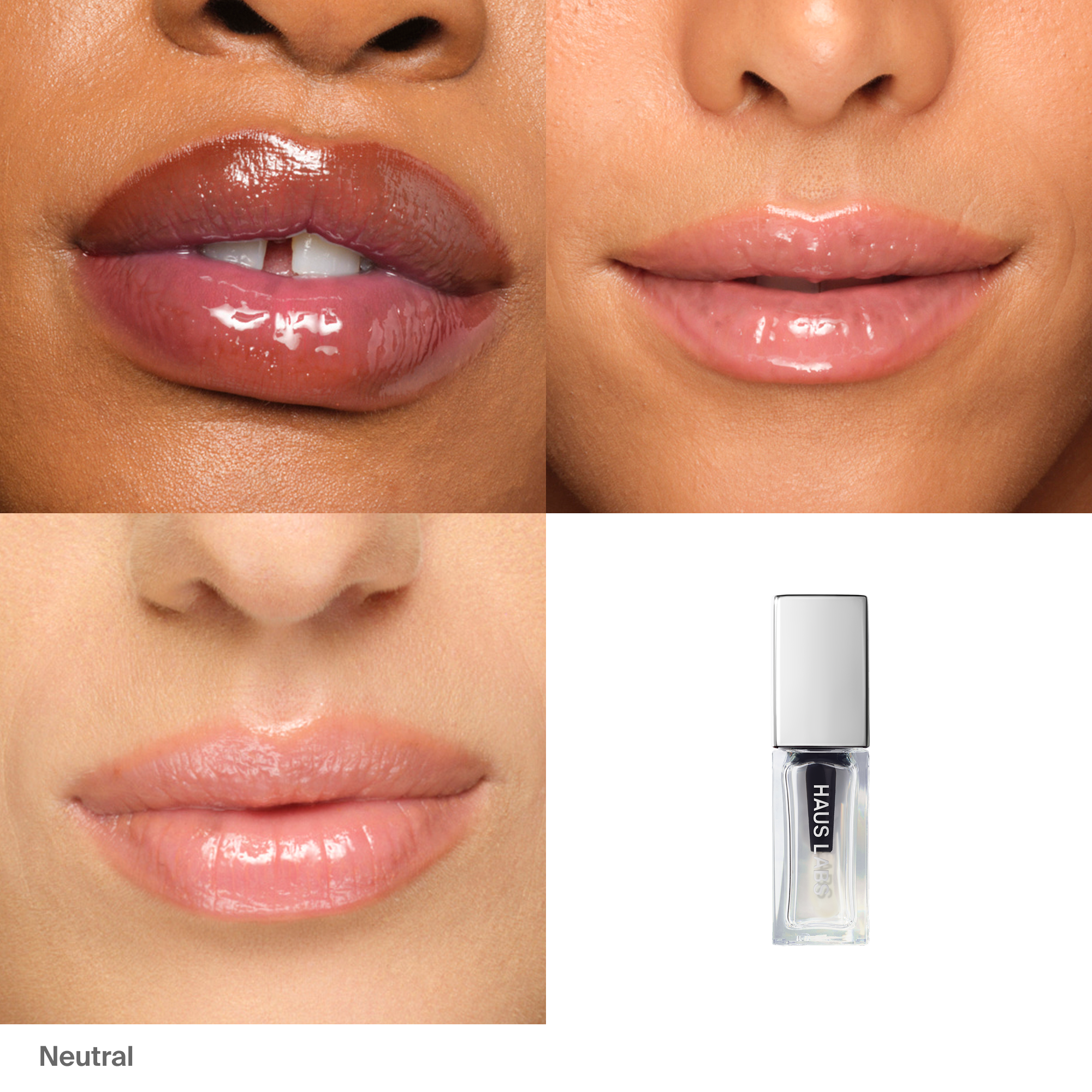 Haus Labs PhD Hybrid Lip Oil aangebracht in Neutral