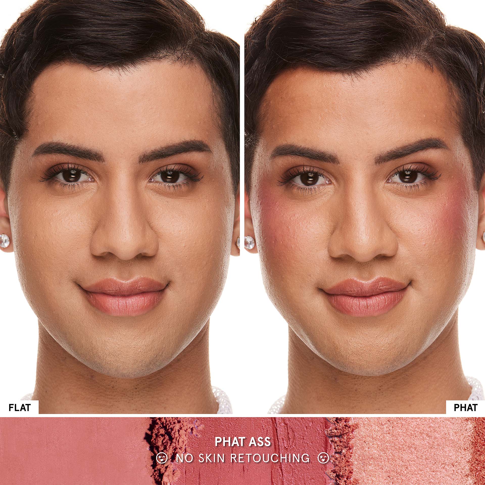 ONE/SIZE Cheek Clapper 3D Blush Trio Palette aangebracht in Phat Ass