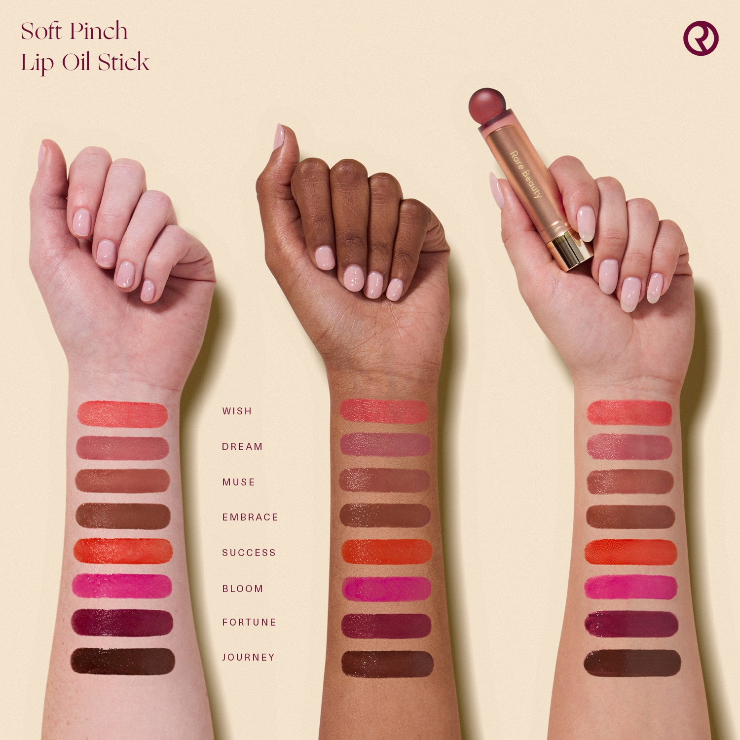 Swatch van Rare Beauty Soft Pinch Lip Oil Stick